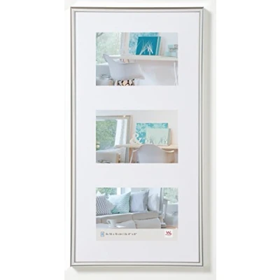 Abbildung von walther design Bilderrahmen silber 3x 10x15 cm Galerie mit Passepartout, New Lifestyle Kunststoffrahmen KV315S