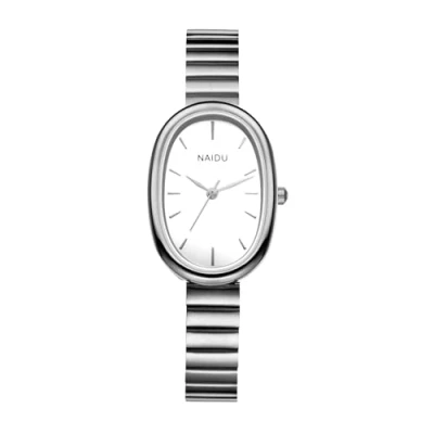 Abbildung von JewelryWe Uhren Damen Edelstahl Oval: Silber Klassische 30m wasserdichte Analog Quarz Armbanduhr Frauen Geschäft Lässige Uhr Damenuhr mit Schmal Armband und Ultradünn Ovalem Gehäuse