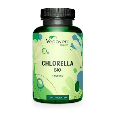 Abbildung von Chlorella BIO Vegavero® 1000 mg Presslinge: HÖCHSTER Gehalt Vegan &amp; Ohne Zusätze 180 Tabletten