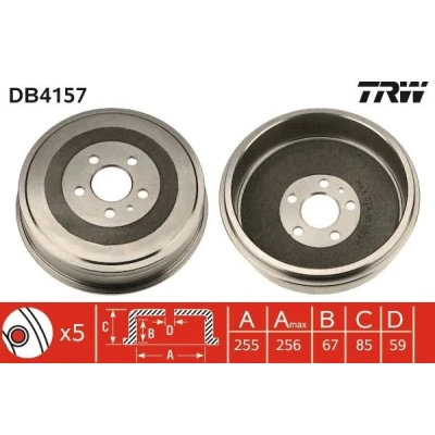 Abbildung von TRW DB4157 Bremstrommel FIAT: Scudo I Van, CITROËN: Synergie