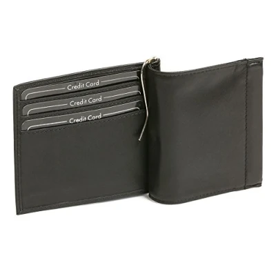 Abbildung von LEAS Dollar/Money Clip Geldscheinklammer extra dünn mit Schnapp Kleingeldfach Echt Leder, schwarz Special Edition