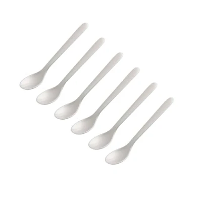 Abbildung von FACKELMANN 6er Set Eierlöffel Frühstückslöffel 14 cm Farbe: Weiß hochwertiger Kunststoff ideal für den Frühstückstisch