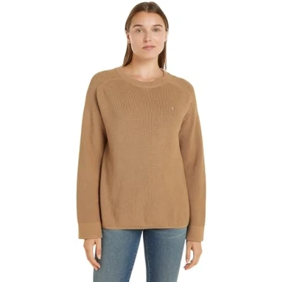 Abbildung von Tommy Hilfiger Women&#039;s CO Cardi Stitch C NK SWT Cardigan Sweater, Classic Khaki, S