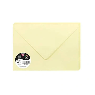 Abbildung von Clairefontaine 5452C Packung mit 20 Umschläge Pollen, Format C5, 162 x 229 mm, 120g, ideal für Korrespondenz und Einladungen, Kanariengelb, 1 Pack