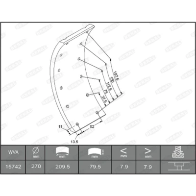 Abbildung von BERAL KBL15030.0 1561 Bremsbelagsatz, Trommelbremse MERCEDES BENZ: T1/TN Platform/Chassis