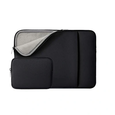 Abbildung von RAINYEAR 14 Zoll Laptop Hülle Laptophülle Laptoptasche Gepolsterte Schutzhülle mit Fronttasche &amp; Zubehör Tasche Kompatibel für Notebook Tablet Computer Chromebook(Schwarz,Aktualisierte Version)