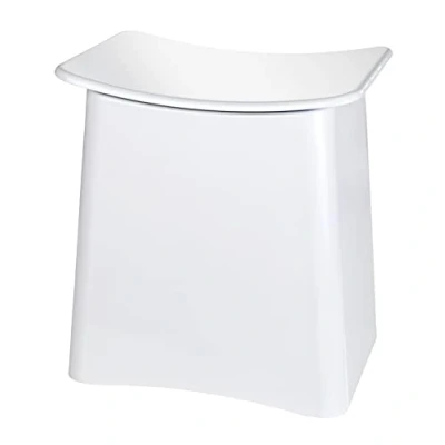Abbildung von WENKO Wing Badhocker und Wäschekorb, Hocker mit Deckel herausnehmbarem Wäschesack, Kunststoff, Fassungsvermögen 33 L, 45 x 48 cm, Weiß