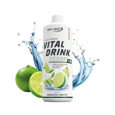 Abbildung von Best Body Nutrition Vital Drink ZEROP Grüntee Limette, Original Getränkekonzentrat Sirup zuckerfrei, 1:80 ergibt 80 Liter Fertiggetränk, 1 l (1er Pack)