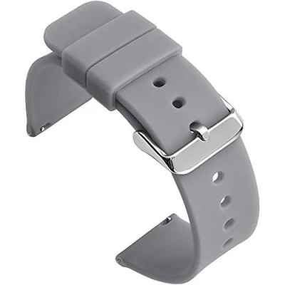 Abbildung von Shieranlee Silicone 14MM Silikon Uhrenarmband mit Edelstahl Silberne Schnalle, Schnellverschluss