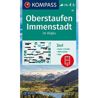 Abbildung von KOMPASS Wanderkarte 02 Oberstaufen, Immenstadt im Allgäu 1:25.000: 3in1 mit Aktiv Guide inklusive Karte zur offline Verwendung in der App. Fahrradfahren. Skitouren. Langlaufen.