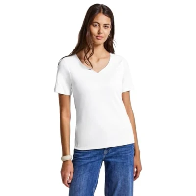 Abbildung von STREET ONE Damen 3227205 T Shirt mit Herzausschnitt, White, 46