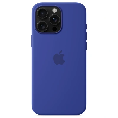 Abbildung von Apple iPhone 16 Pro Max Hülle MagSafe Silikon Original Soft Case/Backcover Handyhülle Blau