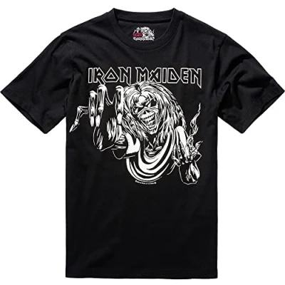 Abbildung von Brandit IRON Maiden Design GLOW IN THE DARK Pigment Tshirt print, Herren, Größe: Large, Black