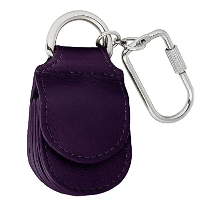 Abbildung von MANAGE Schlüsselanhänger Leder Lilaz für Münzen Schlüssel Schlüsselring Karabiner Keychain Autoschlüsselanhänger klein Echtleder Damen Herren mini kleingeldbörse (Lila)