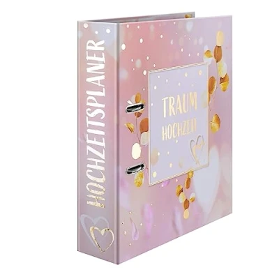 Abbildung von HERMA Hochzeitsordner A4 Rosa Gold, 6 cm breit, Hochzeitsplaner Ordner mit Register zum Abheften, leerer Motiv Wedding Planner glänzender Veredelung und Innendruck