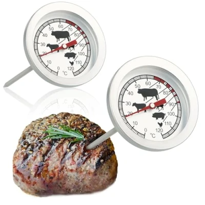 Abbildung von com four® 2x Bratenthermometer aus Edelstahl analoges Fleischthermometer bis 120 C Grillthermometer Fleischnadel 10 cm (002 Stück)