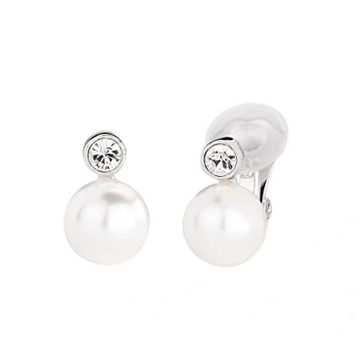Abbildung von Traveller Ohrclip Damen weisse 10mm Perle Kristall platiniert 113880