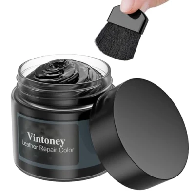 Abbildung von Leder Reparatur Set, Vintoney 50ML SCHWARZ Lederreparatur Creme Lederreparaturset Lederbalsam Lederpflege Füller für Auto Lederlenkrad Sofa Jacke Geldbörse Gürtel Schuhe Kunstleder Kratzer Risse