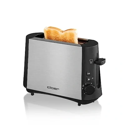 Abbildung von Cloer 3890 Single Toaster, Minitoaster für 1 Toastscheibe, 600 W, &quot;Auftau Funktion&quot;, Krümelschublade, Nachhebevorrichtung, mattiertes wärmeisoliertes Edelstahlgehäuse