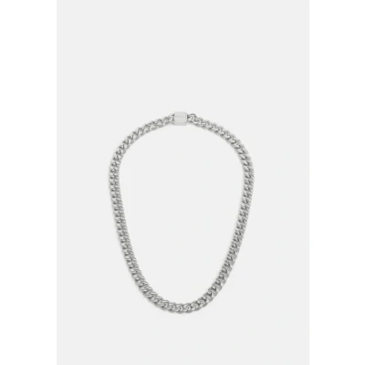 Abbildung von BOSS Stamped Textured Necklace WITH Monogram Square Halskette, Damen, Größe: One Size, Silberfarben