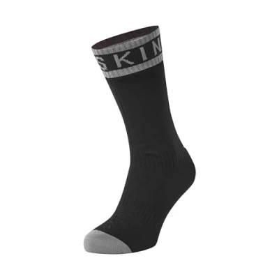 Abbildung von SealSkinz Unisex Waterproof Warm Weather Mid Length with Hydrostop Socken für Erwachsene, schwarz/grau, S