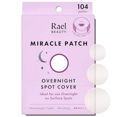 Abbildung von Rael Pickel Patches, Miracle Overnight Spot Cover Hydrokolloid Anti Akne Pflasterfür Gesicht, und Unreinheiten extra, absorbierende Abdeckung, alle Hauttypen 3 Größen (104 Stück)