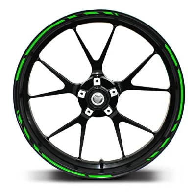 Abbildung von Felgenrandaufkleber Speed Design 12 Teilig Komplett Set Finest Folia passend für 17 Zoll &amp; 16&quot; 18&quot; 19&quot; Felgen Motorrad Auto Fahrrad MR002 (Neon Grün)