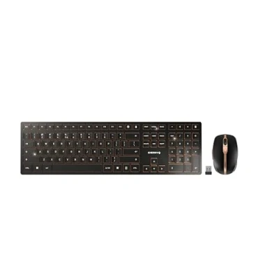 Abbildung von CHERRY DW 9100 SLIM, Kabelloses Tastatur und Maus Set, EU Layout (QWERTY), Bluetooth &amp; 2,4 GHz Funk, Leise Tasten, Wiederaufladbar, Schwarz Bronze