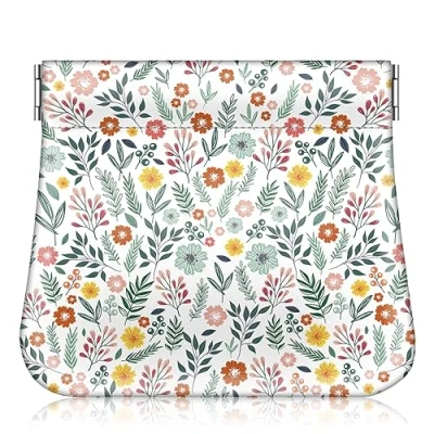 Abbildung von Fintie Portemonnaie Damen Klein, Premium Kunstleder Geldbörse Geldbeutel Klein Coin Purse Münzgeldbörse Münzbeutel Schlüsseletui für Damen, Frühlingblume