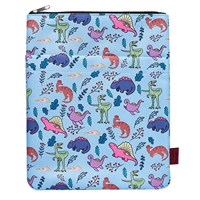 Abbildung von Buchhülle mit niedlichem Dinosauriermotiv, für Taschenbücher, Buchhüllen Reißverschluss, Dinosaurier Geschenke Buchliebhaber, Buchschutz, 27,9 x 22,6 cm