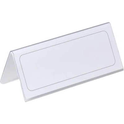 Abbildung von Durable Tischnamensschild 61/122 x 150 mm, transparent mit weißer Papiereinlage, 25 Stück, 805019