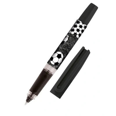 Abbildung von Online Tintenpatronen Rollerball Bachelor Design Fußball, für Rechtshänder und Linkshänder, ergonomisches Griffstück, Roller Ball, Standard Tintenpatronen, inkl. Kombipatrone blau