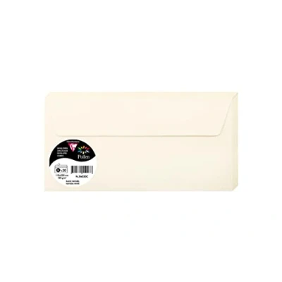 Abbildung von Clairefontaine 56030C Packung mit 20 selbstklebenden Umschlägen DIN 11 x 22 cm 120 g/m² Farbe: Naturweiß Einladung von Veranstaltungen und Entspricht Premium Papier