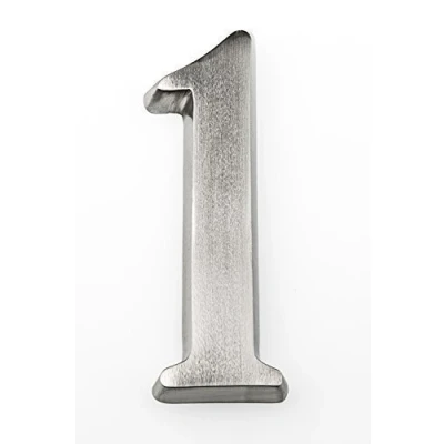 Abbildung von HUBER Hausnummer 1 aus Aluminium 10 cm I Hausnummern für Haus &amp; Tür Hausnummernschilder in edlem 3D Design, House number, eloxiert