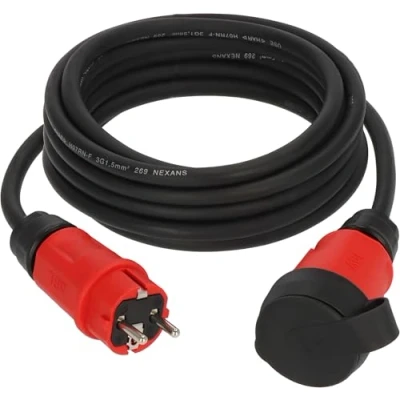 Abbildung von Brennenstuhl Professional Verlängerungskabel VN 1110 IP44 (5m Kabel H07RN F 3G1,5 in schwarz, Baustelleneinsatz und ständiger Einsatz im Freien, Made Germany)