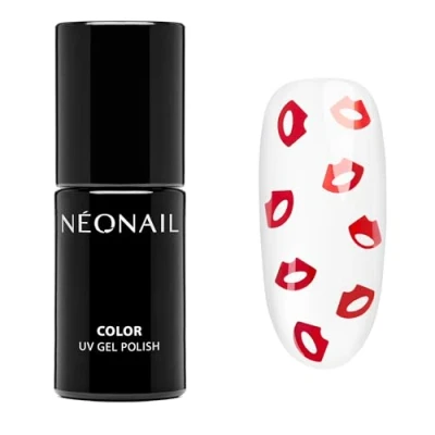 Abbildung von NEONAIL UV Nagellack 7,2 ml DON&#039;T TALK. JUST KISS Klar mit Roten Kussmündern Farben Lack Gel Nägel Nageldesign Shellack