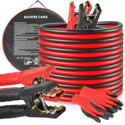 Abbildung von TLGREEN 12V/24V Starthilfekabel für Autobatterie schweres Auto Überbrückungskabel Starthilfe schwache Batterie 6m 30mm² 1500A mit Reisetasche und Schutzhandschuhen
