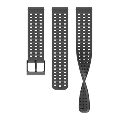 Abbildung von SUUNTO 22 ATH2 Silikon Armband Kompatibel Race, Vertical, 9 Peak Pro, Peak, 5 Watch Strap Weiches Ersatzband 22mm All Black S+M