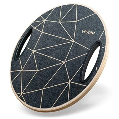 Abbildung von Vesta+ Balance Board Holz + Fitness App, aus nachhaltigem Eichenholz Der Testsieger als Stability Board, Wackelbrett erwachsene Gleichgewichtstrainer