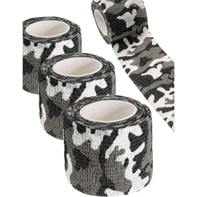 Abbildung von Outdoor Saxx® 3x Camouflage Tarn Tape, Gewebe Band, wasserfest, mehrfach verwendbar, schwarz/weiß, 4,5m