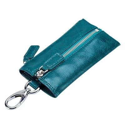 Abbildung von iSuperb Schlüsseltasche Schlüsselmäppchen Leder Schlüsseletui Autoschlüssel Tasche Geldbörse (Schwarz)