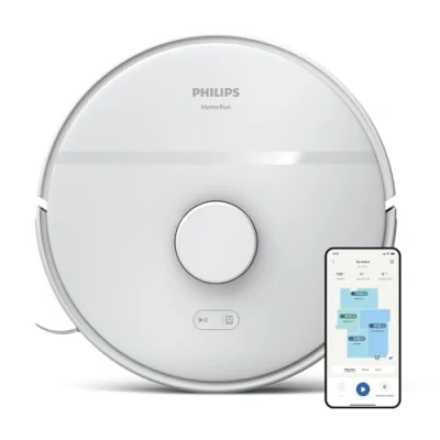 Abbildung von Philips Homerun Serie 2000: 2 in 1 Saug und Wischroboter, 130 Minuten Laufzeit, Lasernavigation, Teppichboost, App gesteuert, Arktikweif (XU2000/20)