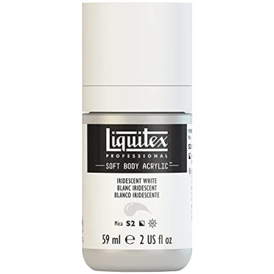 Abbildung von Liquitex 1959238 Professional Acrylfarbe Soft Body Künstlerfarbe in cremiger deckender Konsistenz, hohe Pigmentierung, lichtecht &amp; alterungsbeständig, 59ml Flasche Irisierendes Weiß