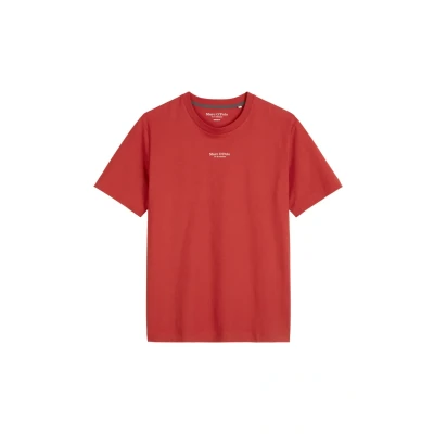 Abbildung von Marc O&#039;Polo Herren T Shirt aus Bio Baumwolle Regular Fit, Rot (Tall Poppy), XS