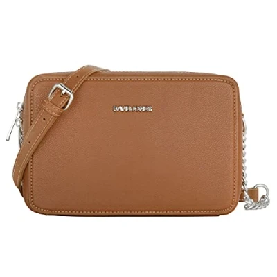 Abbildung von David Jones Damen Kleine Umhängetasche Frau Quadratische Handtasche PU Leder Kette Schultertasche Elegant Crossbody Bag Handy Tasche Mini Abendtasche Party Clutch Pochette Mode Kamel Braun