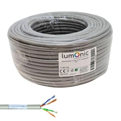 Abbildung von Lumonic 50m Netzwerkkabel CAT 5e F/UTP I CAT5e Kabel, Gigabit Lan Ethernet Kabel Flexibles Verlegekabel geschirmt, für den Innenbereich bis 1
