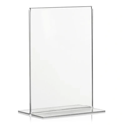 Abbildung von DIN A6 Werbeaufsteller/T Ständer/T Aufsteller im Hochformat/Tischaufsteller aus original PLEXIGLAS®