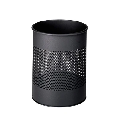 Abbildung von Durable Papierkorb Metall rund 15 Liter, Perforation 165 mm, anthrazit, 331058