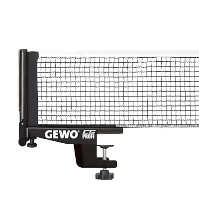 Abbildung von GEWO CS Profi Tischtennisnetz Professionelles Tischtennis Netz für die Tischtennisplatte Massive Metallgarnitur mit Höhenverstellschraube und strapazierfähiger Netzstruktur, schwarz, 183cm lang