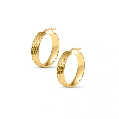 Abbildung von Amberta Damen 925 Sterling Silber Dicke Ohrringe: Gold Gehämmerte Ohrringe 20 mm